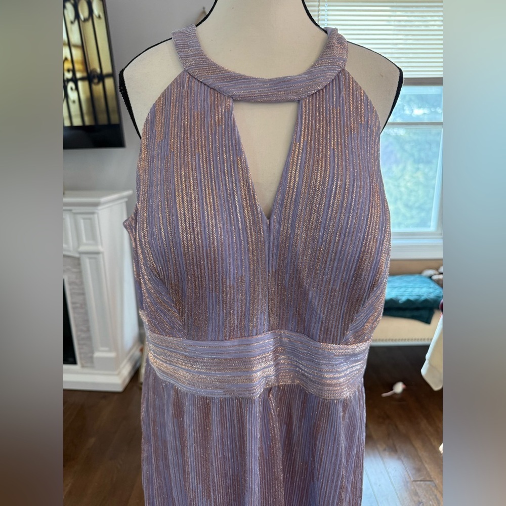Elegant Pinkish Purple Silver Evening Gown